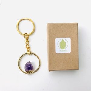 Purple amethyst mystic gold key chain